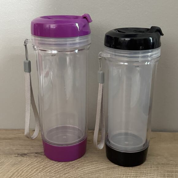 Teami Tumbler Set On The Go Tea Or Fruit Water Bottle 20 Oz 13.5 Oz Purple Black - Picture 3 of 8